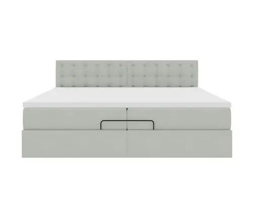 Osmaņu Gultas Rāmis Ar Matračiem Gaiši Pelēks 200X200Cm Audums Vidaxl