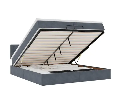 Osmanų Lovos Rėmas Su Čiužiniais, Pilkas, 200X200cm Aksomas