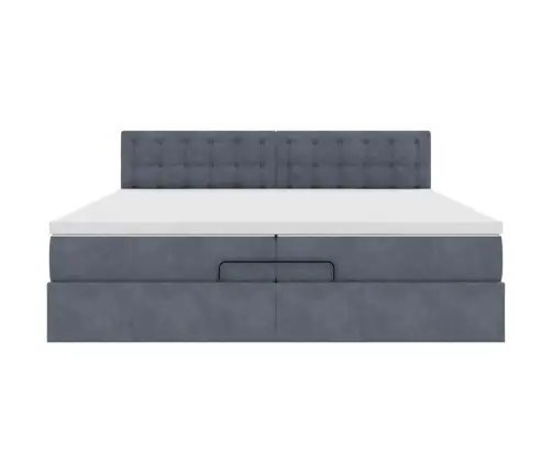 Osmanų Lovos Rėmas Su Čiužiniais, Pilkas, 200X200cm Aksomas