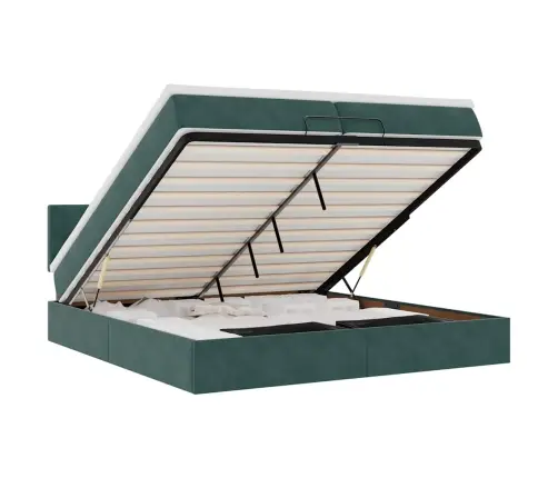 Osmaņu Gultas Rāmis Ar Matračiem Tumši Zaļš 200X200Cm Audums Vidaxl