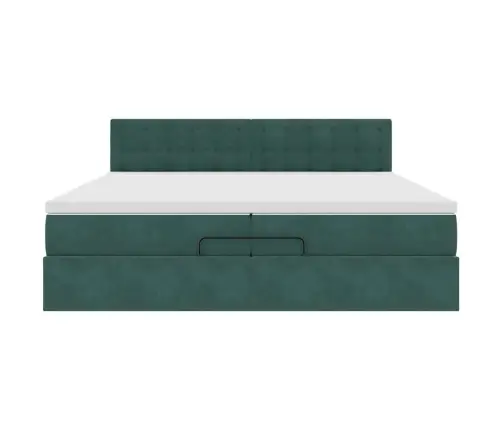 Osmaņu Gultas Rāmis Ar Matračiem Tumši Zaļš 200X200Cm Audums Vidaxl