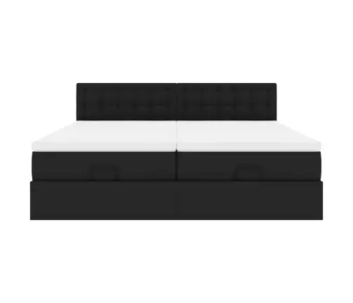 Osmaņu Gulta Ar Matračiem Un Led, Melns, 160X200Cm Mākslīgā Āda Vidaxl