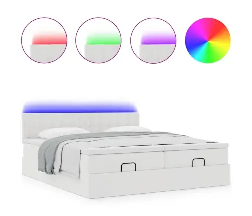 Osmaņu Gultas Rāmis Ar Matračiem Balts 160X200 Cm Mākslīgā Āda Vidaxl