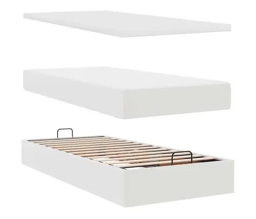 Osmaņu Gultas Rāmis Ar Matračiem Balts 160X200 Cm Mākslīgā Āda Vidaxl