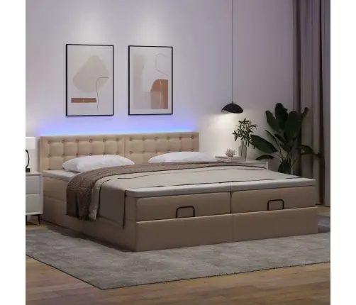 Osmaņu Gultas Rāmis Ar Matračiem Kapučīno 160X200Cm Vidaxl