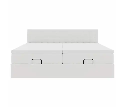 Ottomani Voodiraam Madratsitega, Valge, 180X200cm Kunstnahk