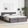 Osmaņu Gulta Ar Matračiem Un Led, Pelēks 180X200Cm Mākslīgā Āda Vidaxl Osmaņu Gulta Ar Matračiem Un Led, Pelēks 180X200Cm Mākslīgā Āda Vidaxl
