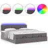Osmaņu Gulta Ar Matračiem Un Led, Pelēks 180X200Cm Mākslīgā Āda Vidaxl Osmaņu Gulta Ar Matračiem Un Led, Pelēks 180X200Cm Mākslīgā Āda Vidaxl