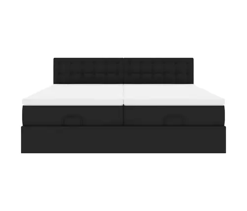 Osmaņu Gultas Rāmis Ar Matračiem Melns 200X200 Cm Mākslīgā Āda Vidaxl