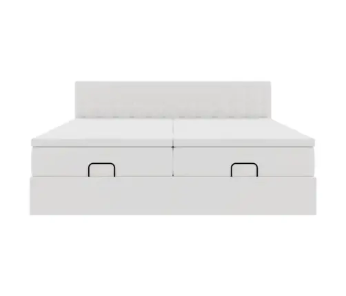 Osmaņu Gultas Rāmis Ar Matračiem Balta 200X200 Cm Mākslīgā Āda Vidaxl