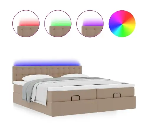 Osmaņu Gultas Rāmis Ar Matračiem Kapučīno 200X200Cm Vidaxl