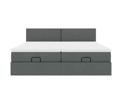 Ottomani Voodiraam Madratsitega, Tumehall, 160X200cm Kangas