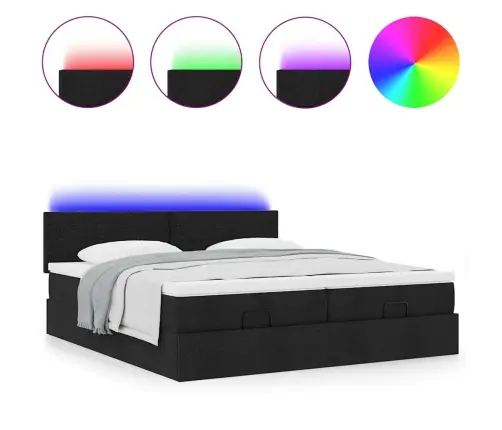 Ottomani Voodiraam Madratsitega, Must, 160X200cm Kangas