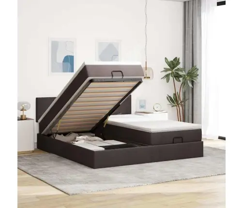 Osmanų Lovos Rėmas Su Čiužiniais, Rudas, 160X200cm Audinys