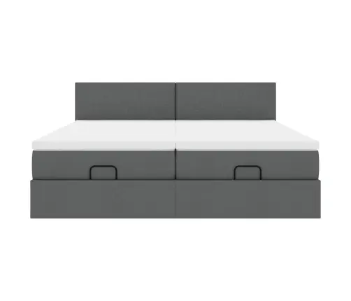 Osmaņu Gultas Rāmis Ar Matračiem Tumši Pelēks 180X200Cm Audums Vidaxl