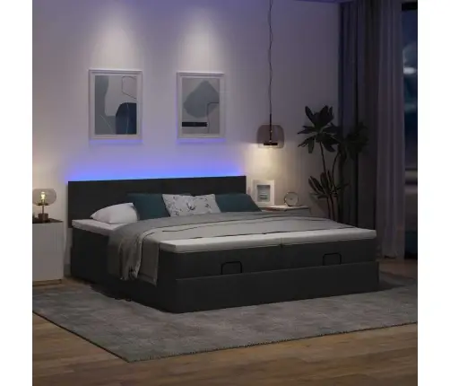 Osmanų Lovos Rėmas Su Čiužiniais, Juodas, 180X200cm Audinys