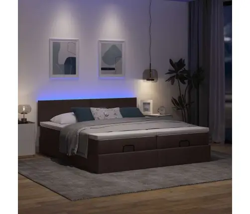 Osmaņu Gultas Rāmis Ar Matračiem Tumši Brūns 180X200Cm Audums Vidaxl