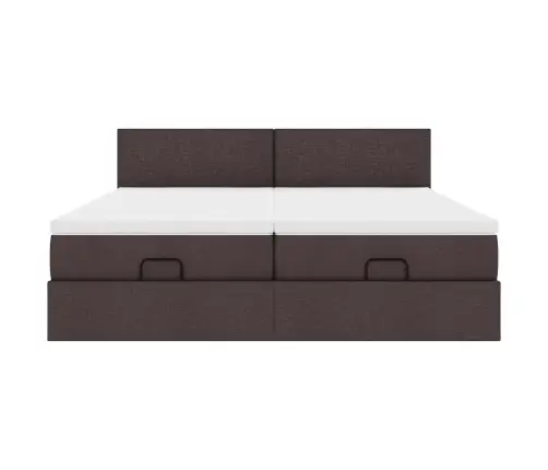 Osmaņu Gultas Rāmis Ar Matračiem Tumši Brūns 180X200Cm Audums Vidaxl