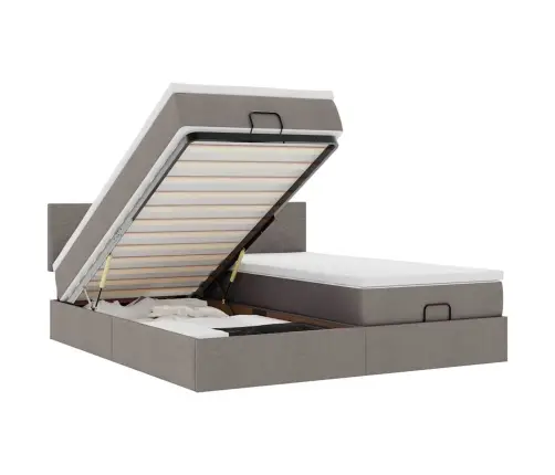 Osmaņu Gultas Rāmis Ar Matračiem Pelēkbrūns 180X200Cm Audums Vidaxl