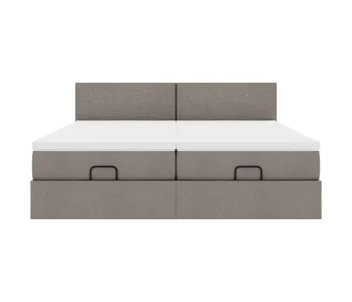 Osmaņu Gultas Rāmis Ar Matračiem Pelēkbrūns 180X200Cm Audums Vidaxl