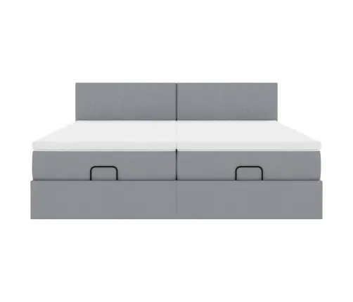 Ottomani Voodiraam Madratsitega, Helehall, 200X200cm Kangas