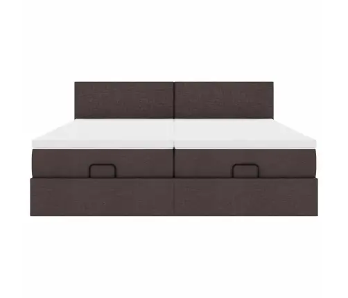 Osmaņu Gultas Rāmis Ar Matračiem Tumši Brūns 200X200Cm Audums Vidaxl