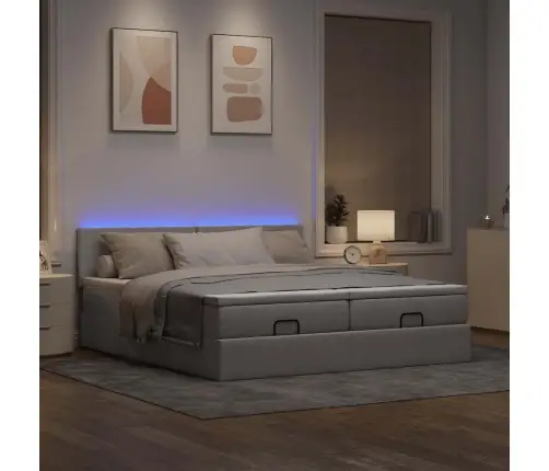 Osmaņu Gultas Rāmis Ar Matračiem Pelēkbrūns 200X200Cm Audums Vidaxl