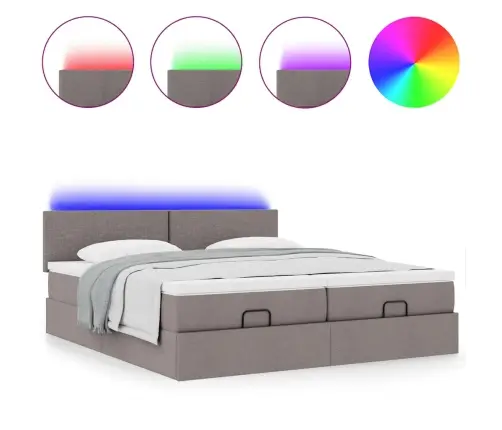 Osmaņu Gultas Rāmis Ar Matračiem Pelēkbrūns 200X200Cm Audums Vidaxl