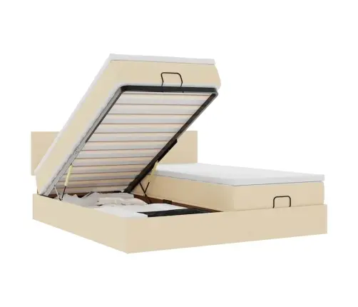 Osmanų Lovos Rėmas Su Čiužiniais, Kreminis, 200X200cm Audinys