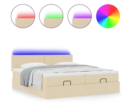 Osmanų Lovos Rėmas Su Čiužiniais, Kreminis, 200X200cm Audinys