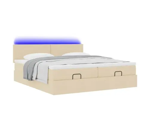 Osmanų Lovos Rėmas Su Čiužiniais, Kreminis, 200X200cm Audinys