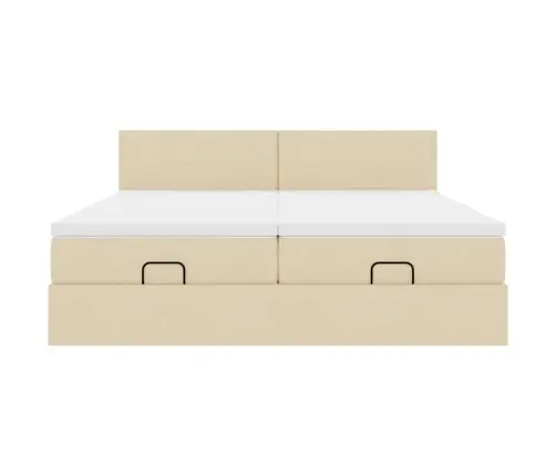 Osmanų Lovos Rėmas Su Čiužiniais, Kreminis, 200X200cm Audinys