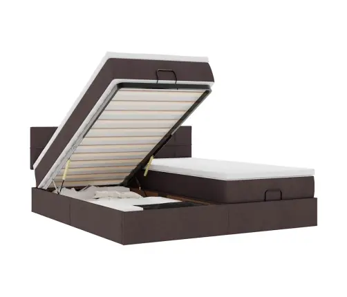 Ottomani Voodiraam Madratsitega, Tumepruun, 160X200cm Kangas