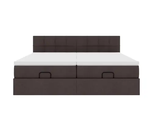 Ottomani Voodiraam Madratsitega, Tumepruun, 160X200cm Kangas