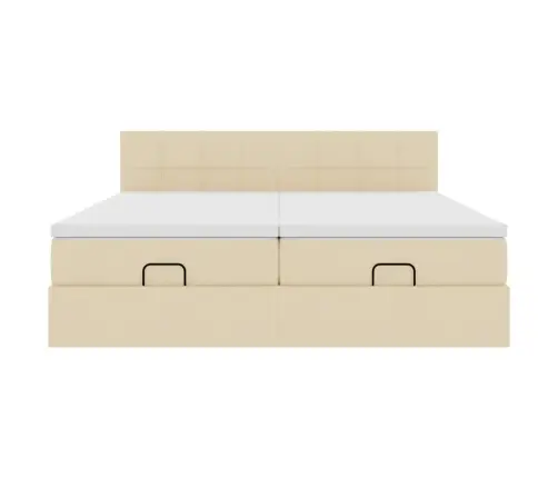 Osmaņu Gultas Rāmis Ar Matračiem Krēmkrāsas 160X200Cm Audums Vidaxl