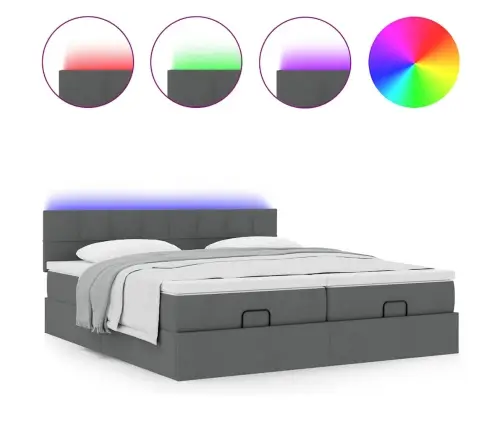 Osmaņu Gultas Rāmis Ar Matračiem Tumši Pelēks 180X200Cm Audums Vidaxl