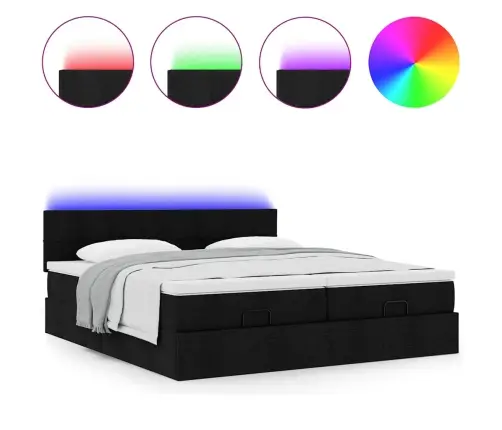 Osmanų Lovos Rėmas Su Čiužiniais, Juodas, 180X200cm Audinys