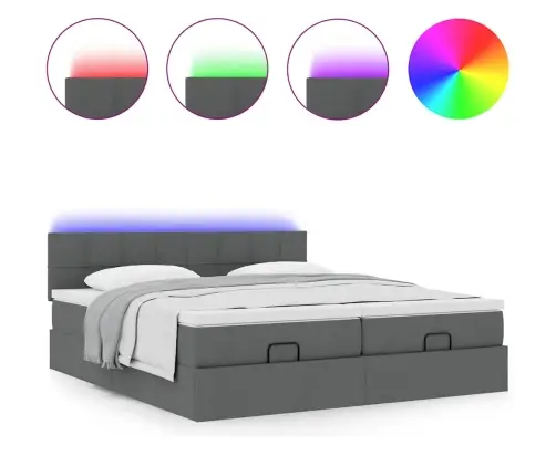 Ottomani Voodiraam Madratsitega, Tumehall, 200X200cm Kangas