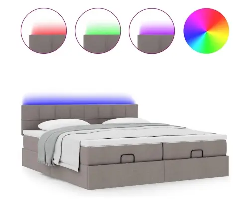 Osmaņu Gultas Rāmis Ar Matračiem Pelēkbrūns 200X200Cm Audums Vidaxl