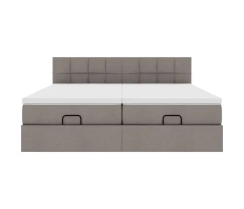 Osmaņu Gultas Rāmis Ar Matračiem Pelēkbrūns 200X200Cm Audums Vidaxl