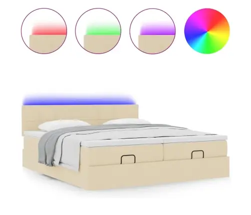 Ottomani Voodiraam Madratsitega, Kreemjas, 200X200cm Kangas