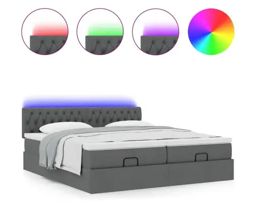 Osmaņu Gultas Rāmis Ar Matračiem Tumši Pelēks 160X200Cm Audums Vidaxl