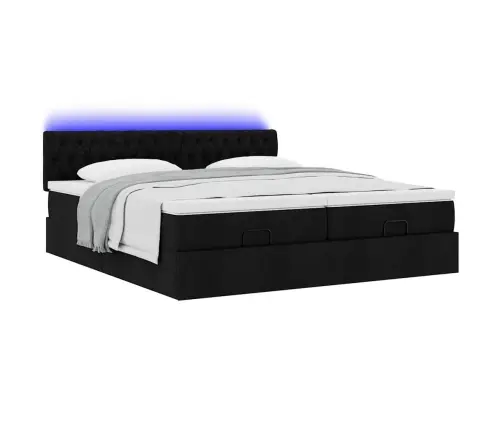 Osmaņu Gultas Rāmis Ar Matračiem Melns 160X200Cm Audums Vidaxl