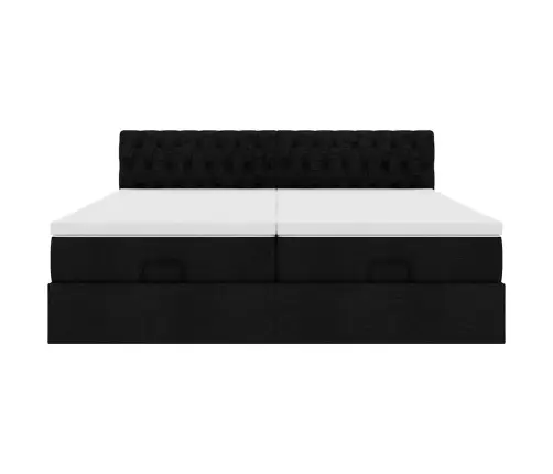 Osmaņu Gultas Rāmis Ar Matračiem Melns 160X200Cm Audums Vidaxl