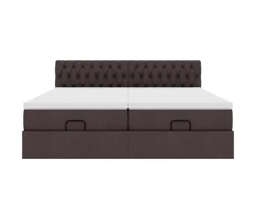 Osmanų Lovos Rėmas Su Čiužiniais, Rudas, 160X200cm Audinys