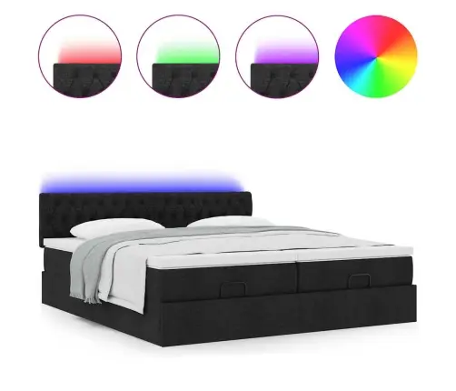 Osmaņu Gultas Rāmis Ar Matračiem Melns 180X200Cm Audums Vidaxl