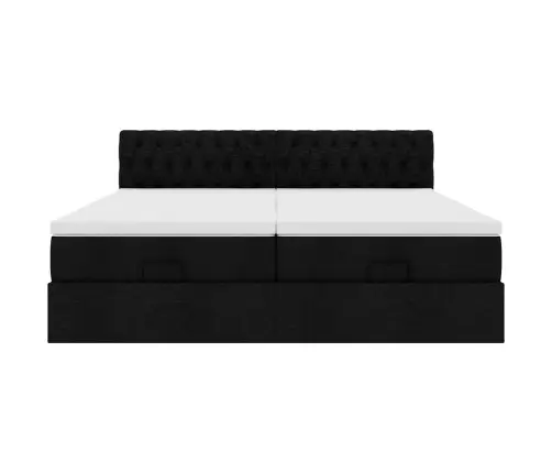 Osmaņu Gultas Rāmis Ar Matračiem Melns 180X200Cm Audums Vidaxl