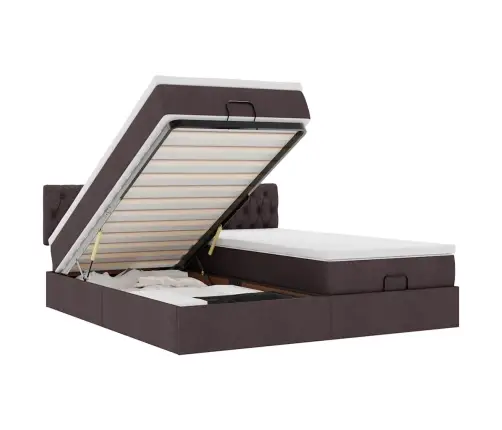 Osmaņu Gultas Rāmis Ar Matračiem Tumši Brūns 180X200Cm Audums Vidaxl