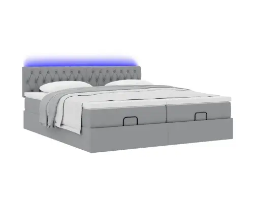 Osmaņu Gultas Rāmis Ar Matračiem Gaiši Pelēks 200X200Cm Audums Vidaxl