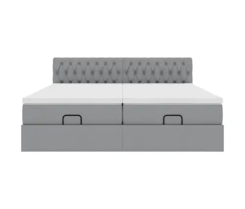 Osmaņu Gultas Rāmis Ar Matračiem Gaiši Pelēks 200X200Cm Audums Vidaxl